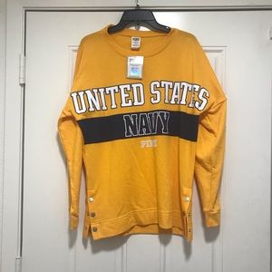 Victoria’s Secret PINK NAVY - Yellow Snap Crewneck